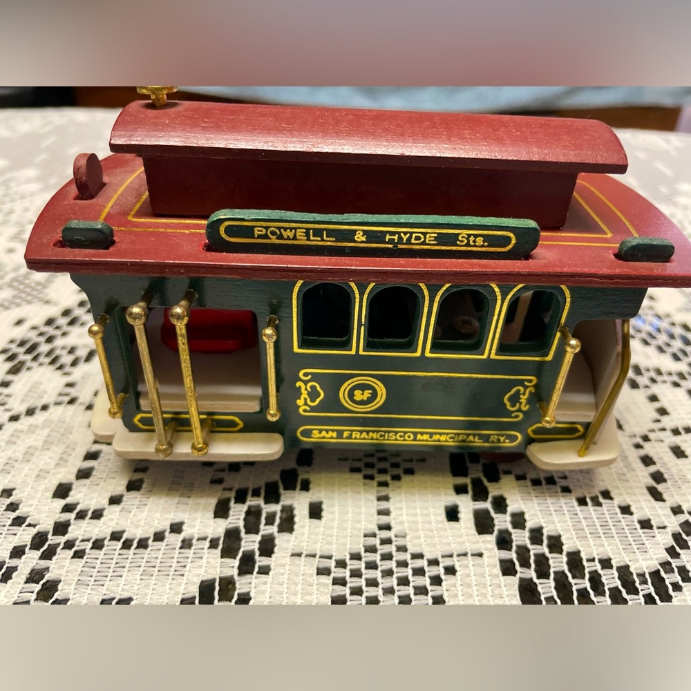 Vintage Wooden San Francisco Cable Car Music Box